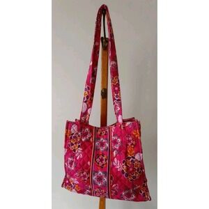 Stephanie Dawn Design Quilted Double Handle Shoulder Bag Purse Pink Floral